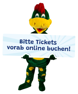 Warnschild: Bitte Tickets online buchen